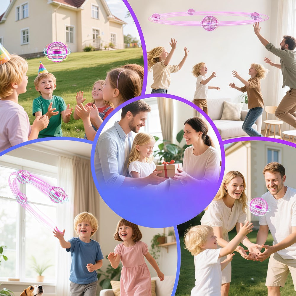 Hover Orb flyvende bold med RGB lys - Ø9,5 cm, blå, ideel til børn og barnlige sjæle, effekt på 2W