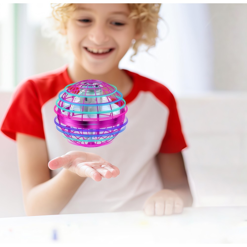 Hover Orb flyvende bold med RGB lys - Ø9,5 cm, blå, ideel til børn og barnlige sjæle, effekt på 2W