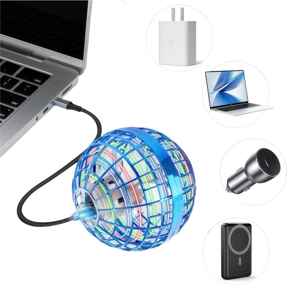 Hover Orb flyvende bold med RGB lys - Ø9,5 cm, blå, ideel til børn og barnlige sjæle, effekt på 2W