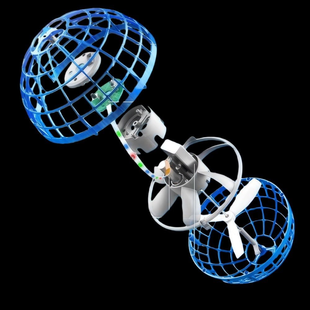 Hover Orb flyvende bold med RGB lys - Ø9,5 cm, blå, ideel til børn og barnlige sjæle, effekt på 2W