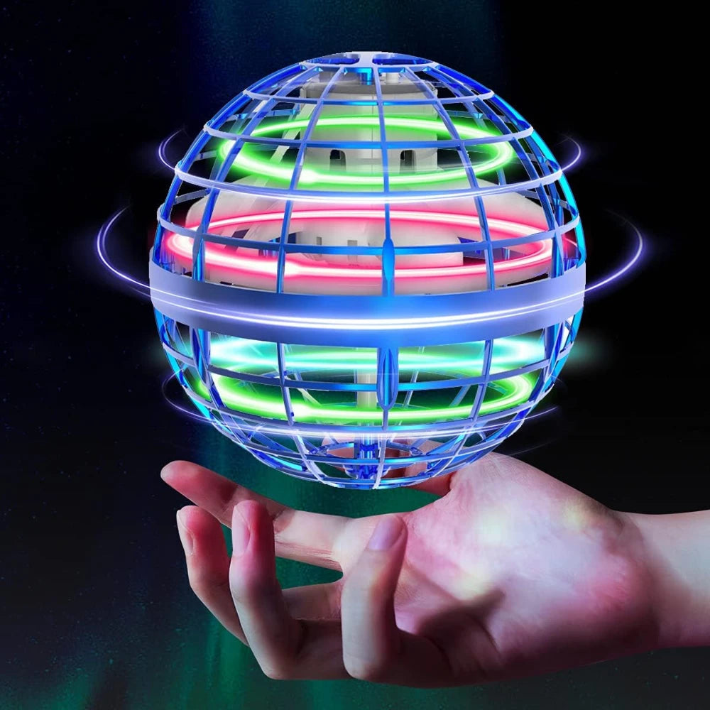 Hover Orb flyvende bold med RGB lys - Ø9,5 cm, blå, ideel til børn og barnlige sjæle, effekt på 2W