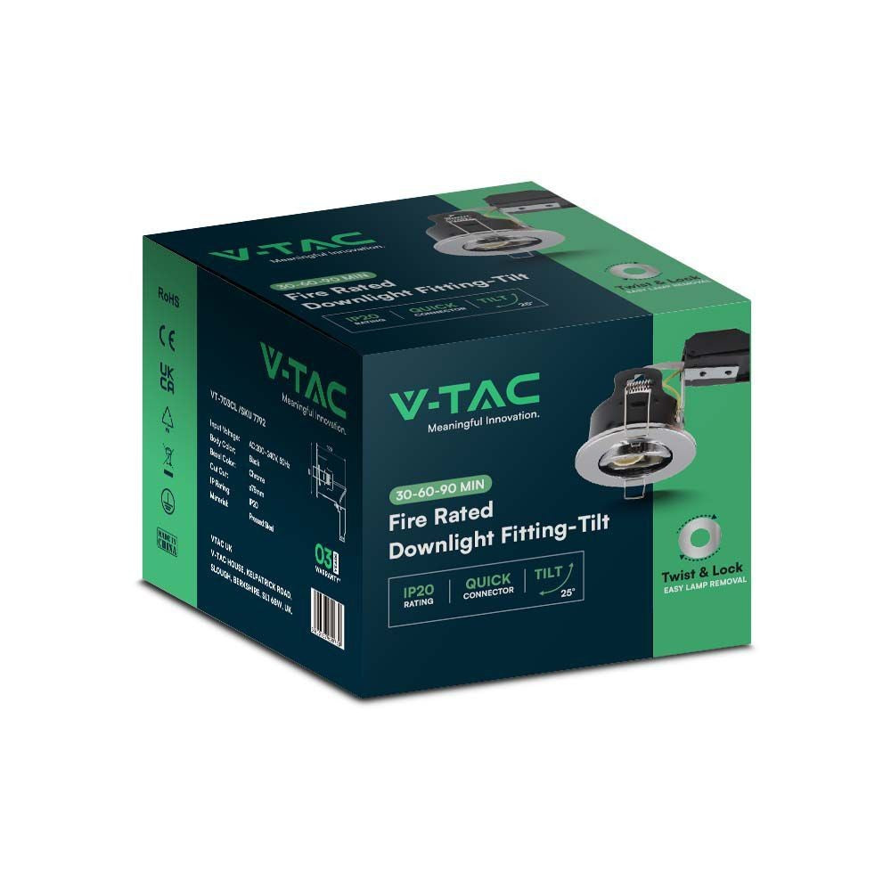 10 stk. V-Tac indbygningsspot - GU10, børstet stål, IP20, 230V inkl. 3 års producentgaranti