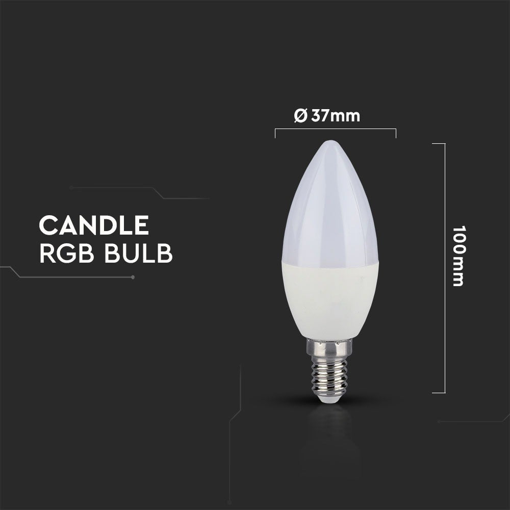 5 stk. RGB+CW E14 pære med RF fjernbetjening - dæmpbar, 3.5W, 320lm, RA80 - Pakke med 5 stk. E14 pærer til stemningsfuldt lys