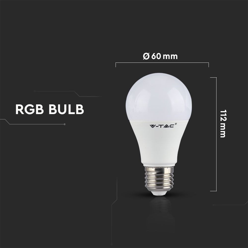 5 stk. RGBW LED pærer med RF fjernbetjening, 6W, E27, 230V, 470lm, RA80
