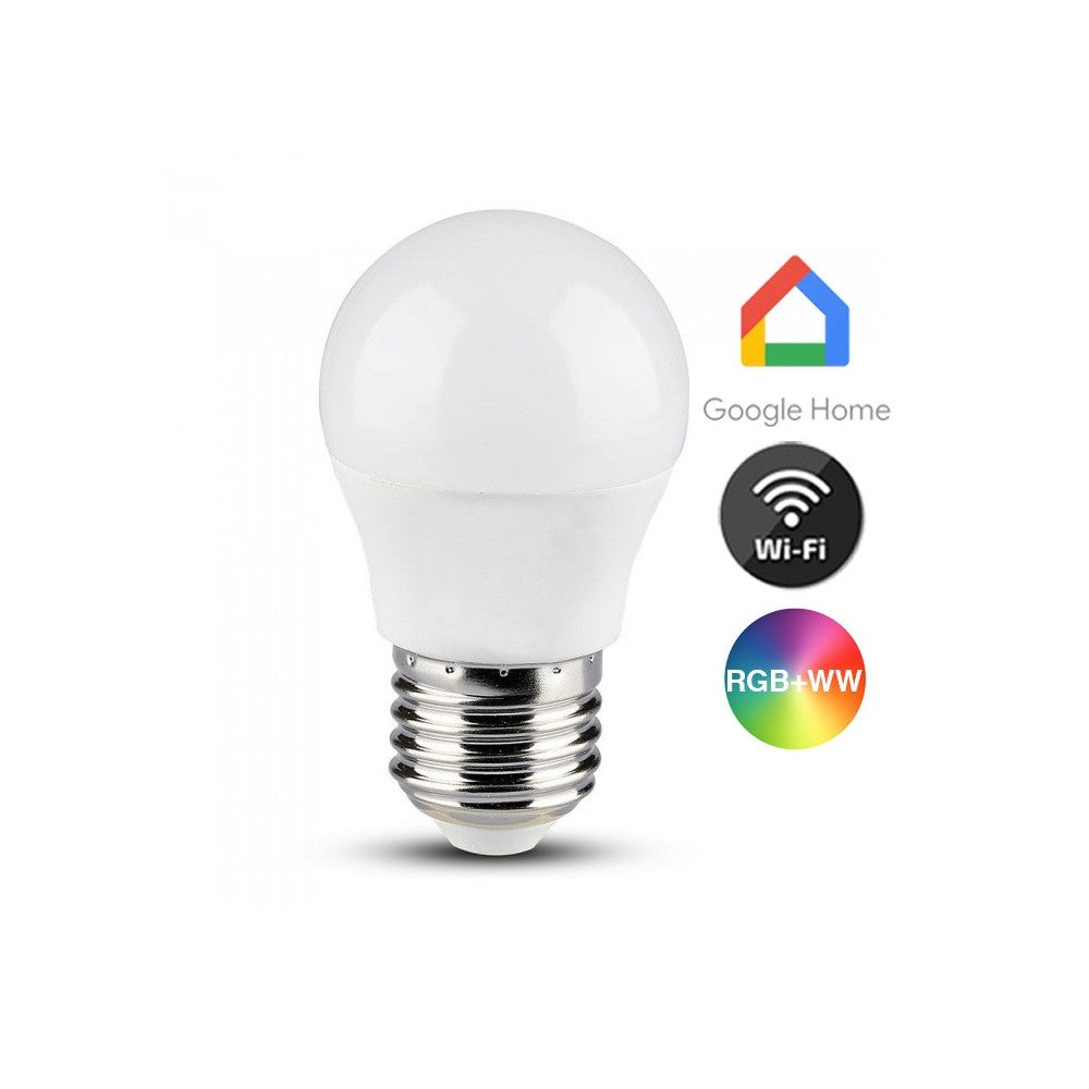 5 stk. Wifi LED pære - 5W, Tuya/Smart Life, Google Home kompatibel, E27, G45, 470lm, RA80