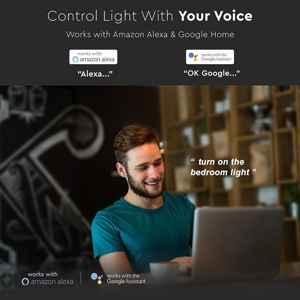 5 stk. Wifi LED pære - 5W, Tuya/Smart Life, Google Home kompatibel, E27, G45, 470lm, RA80