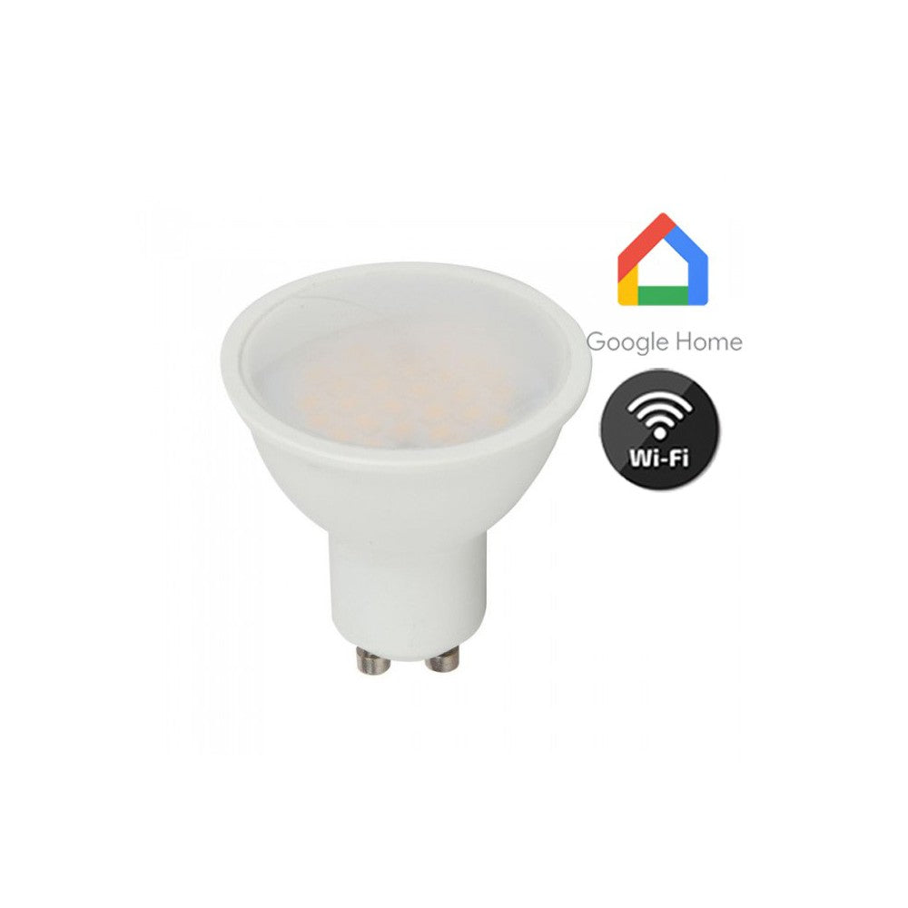 10 stk. Wifi LED GU10 pærer - 5W, Tuya/Smart Life, kompatibel med Google Home, erstatter 27W, 400lm, RA80