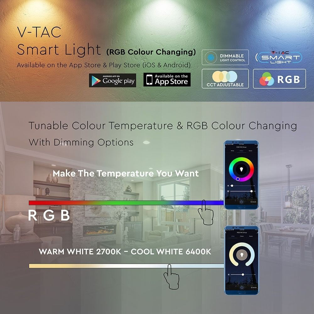 10 stk. Wifi LED GU10 pærer - 5W, Tuya/Smart Life, kompatibel med Google Home, erstatter 27W, 400lm, RA80