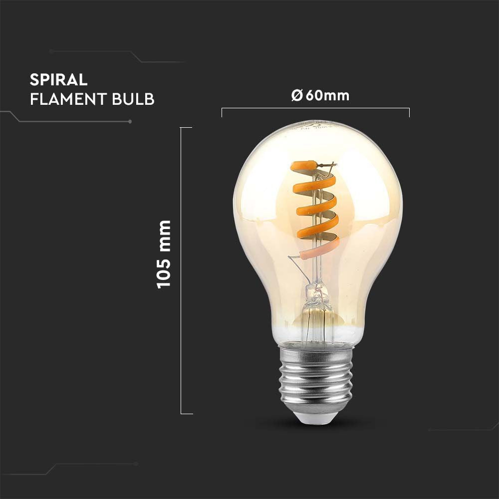 Vt-2154 LED pære 4W - spiral kultråds, amber, 1800K - E27 stor fatning, 220lm, RA80