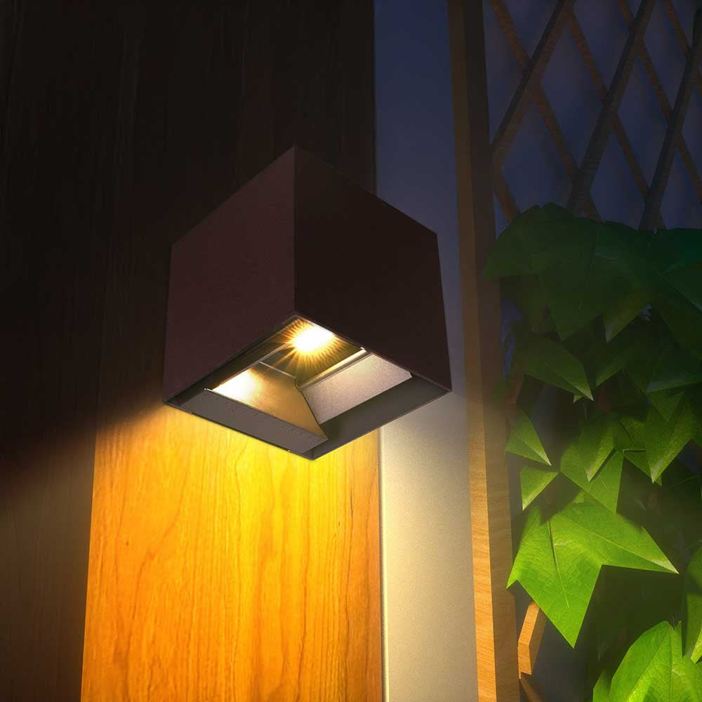 LED væglampe 9W med solcelle, PIR-sensor, corten hus - 3-i-1 funktion, IP65, 800lm
