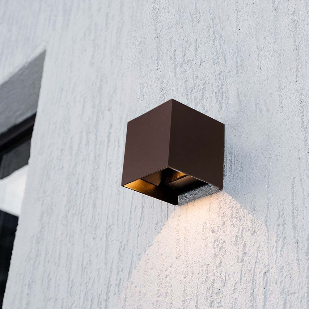 LED væglampe 9W med solcelle, PIR-sensor, corten hus - 3-i-1 funktion, IP65, 800lm