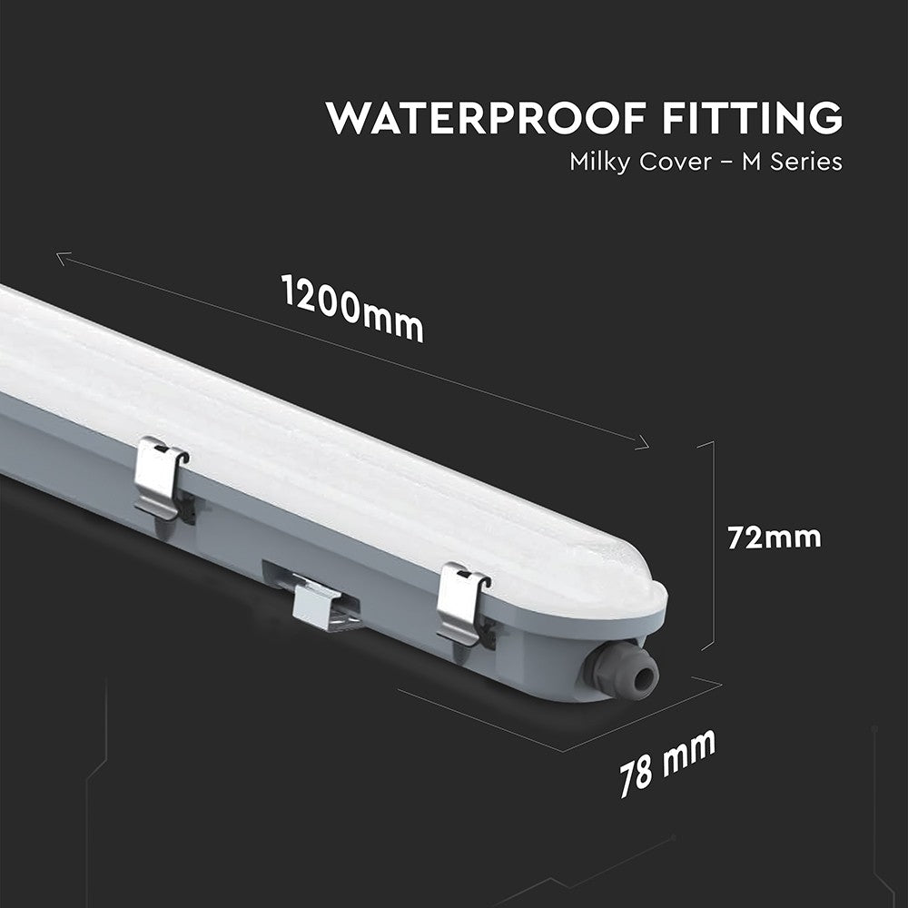 120 cm VT-120137S LED armatur 36W - Vandtæt med sensor & mælkehvidt dæksel