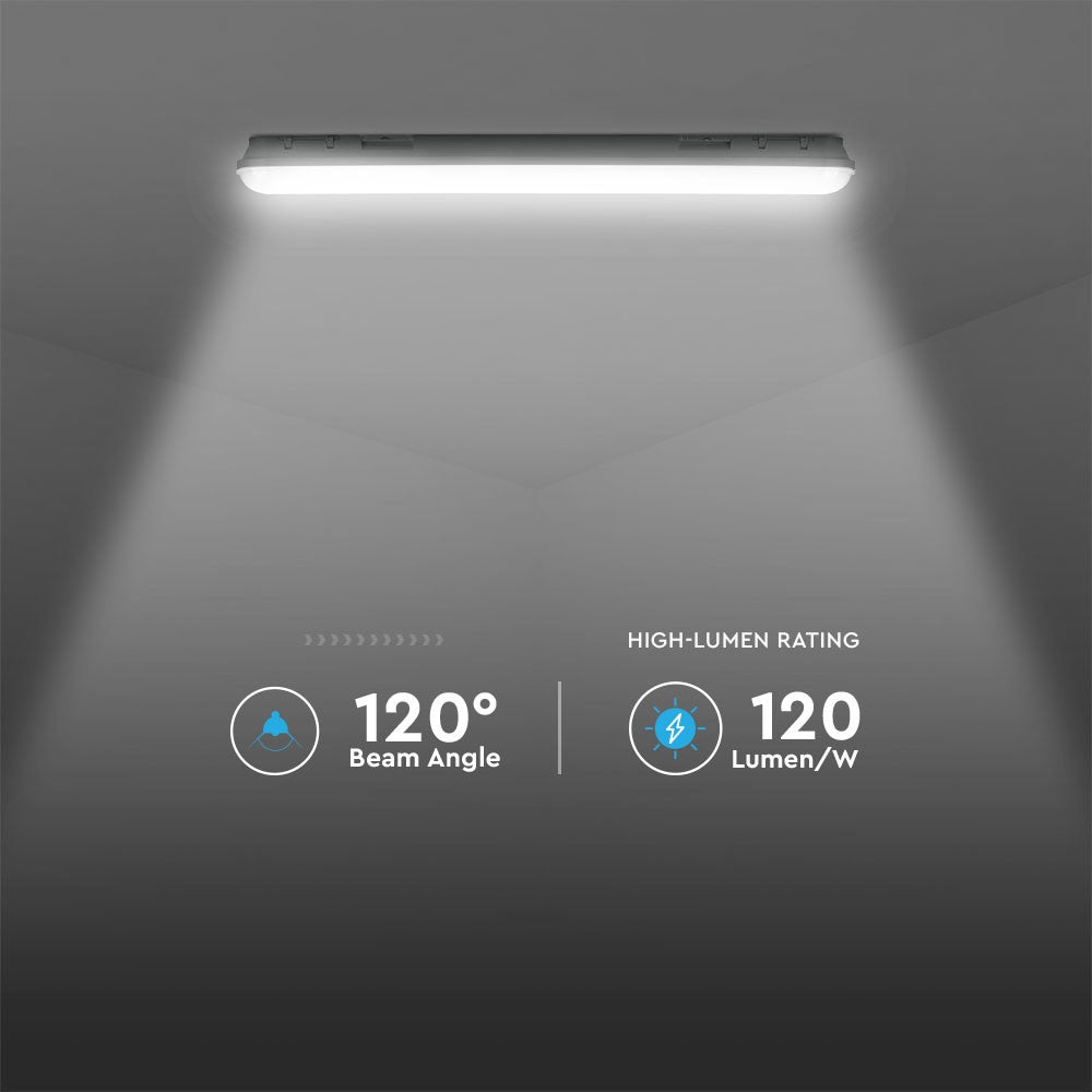 120 cm VT-120137S LED armatur 36W - Vandtæt med sensor & mælkehvidt dæksel