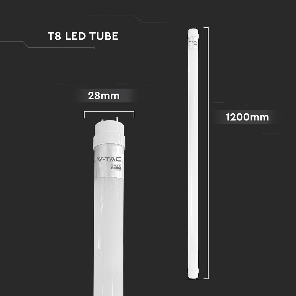 120 cm VT-121 rør 18W T8 - nano plast, Cree chip, 3000K, 6 års garanti