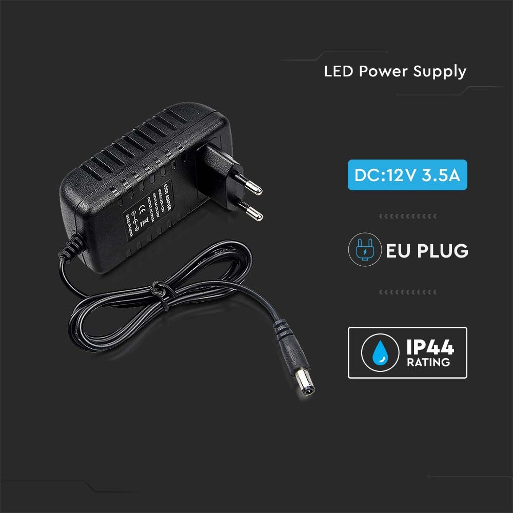 LED strømforsyning 42W - 12V 3.5A IP44, plast, energibesparende og holdbar