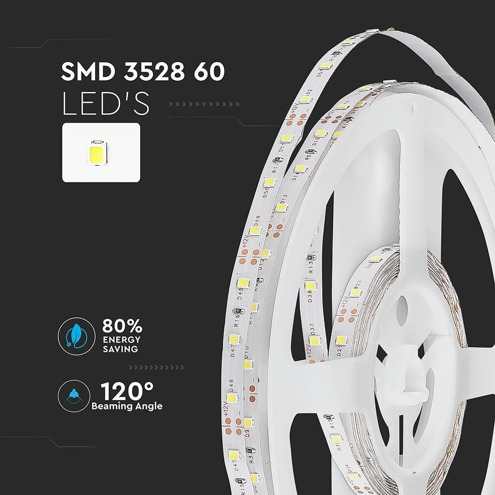 V-Tac 3,6W/m LED strip - 5m, 60 LED pr. meter, Farvet lys