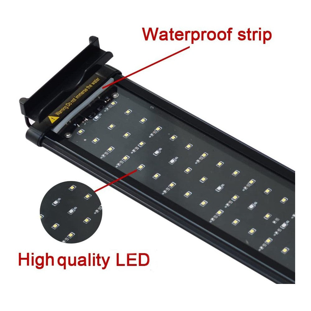 48-70 cm akvariearmatur - 11W LED, hvid/blå, justerbar, 230V, 880lm