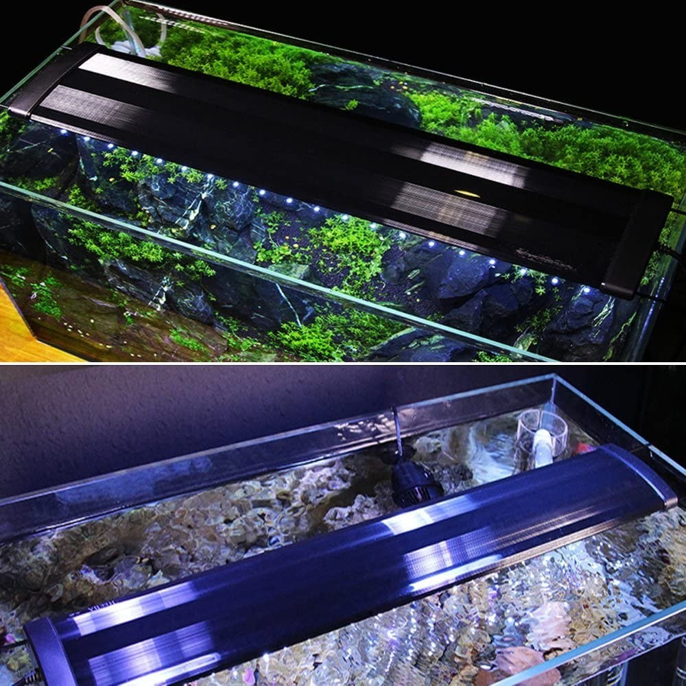 48-70 cm akvariearmatur - 11W LED, hvid/blå, justerbar, 230V, 880lm