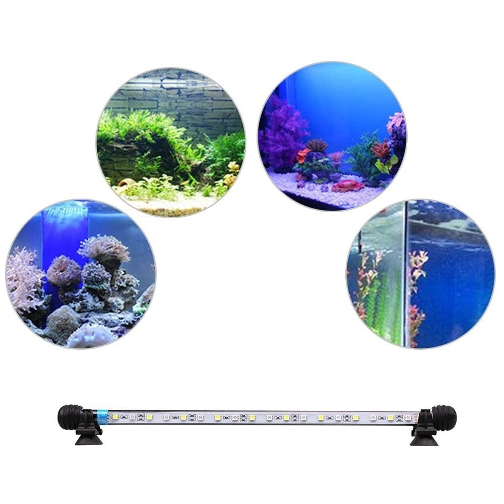 62 cm Akvarie Armatur, 7W LED, Hvid/Blå, Sugekopper, IP67, 420lm