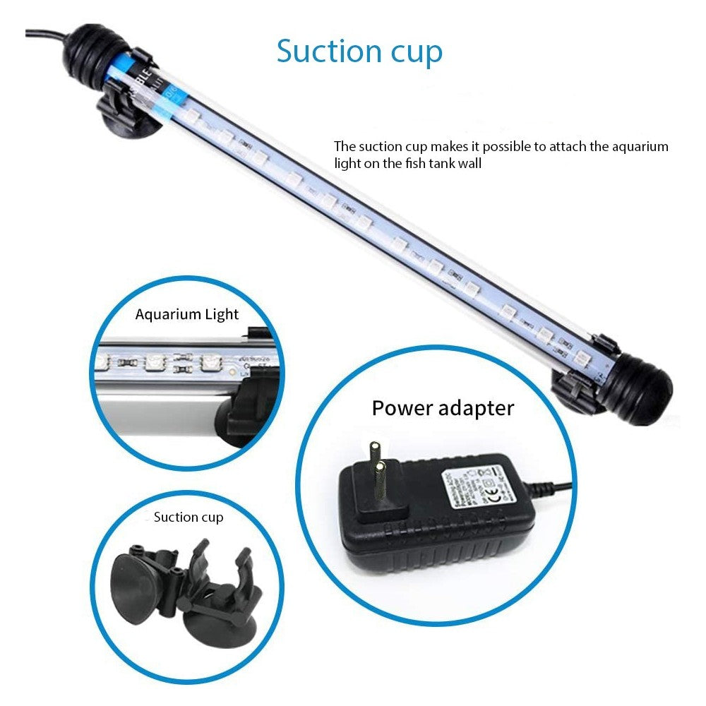 57 cm RGB akvarie armatur - 6W LED, sugekopmontering, IP67, memory funktion, 360lm, IP68