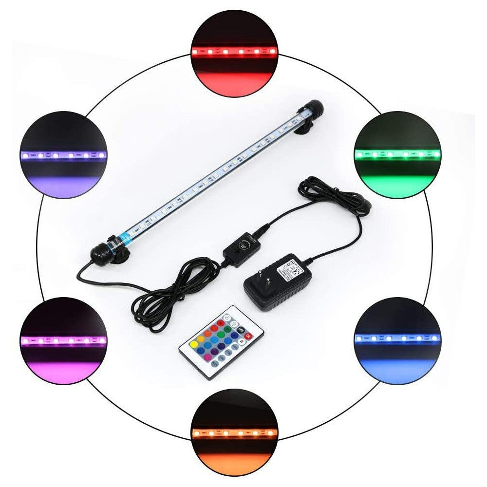 71 cm RGB akvarie armatur - 8W LED, sugekopper, IP67, memory funktion