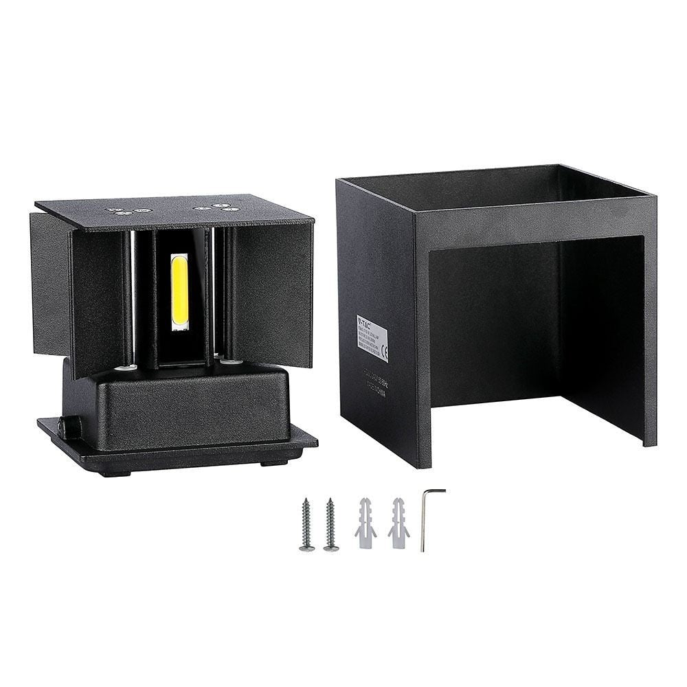 V-Tac 12W LED Væglampe - Firkantet, Justerbar Spredning, IP65 Udendørs, 230V, Inkl. Lyskilde