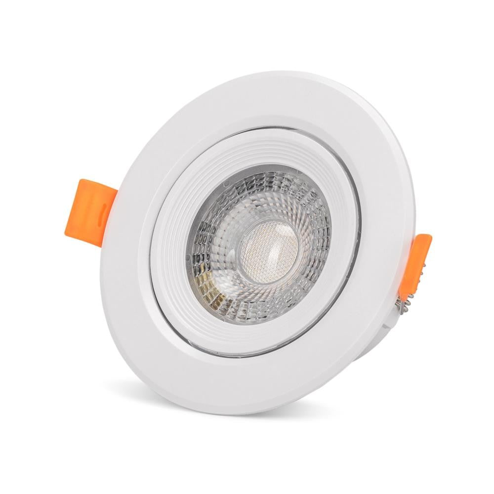 7W LED indbygningsspot - Ø7,5 cm hul, Ø9 cm mål, indbygget driver, 230V, 550lm, RA80