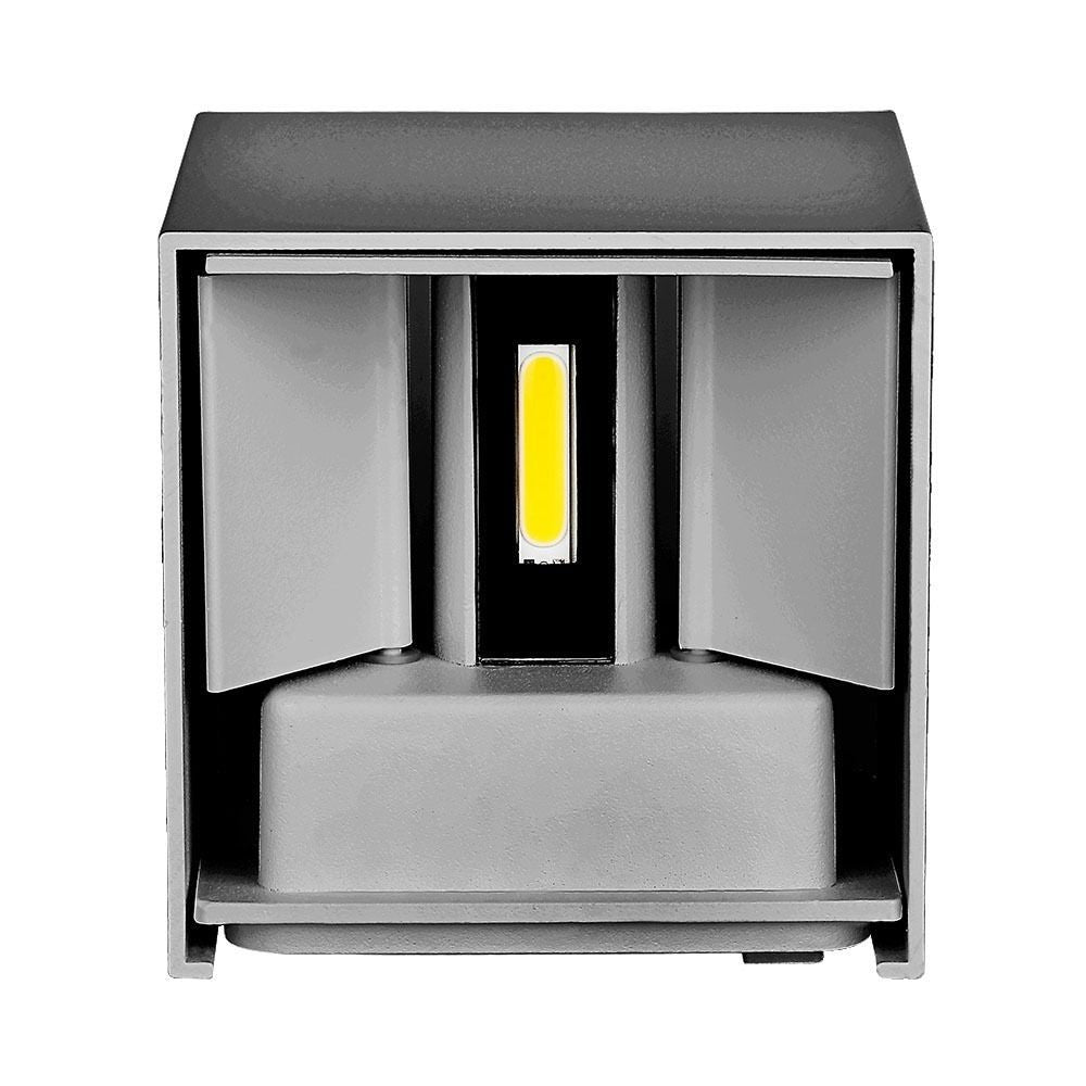 V-Tac 12W LED grå væglampe - Firkantet, justerbar spredning, IP65 udendørs, 230V inkl. lyskilde