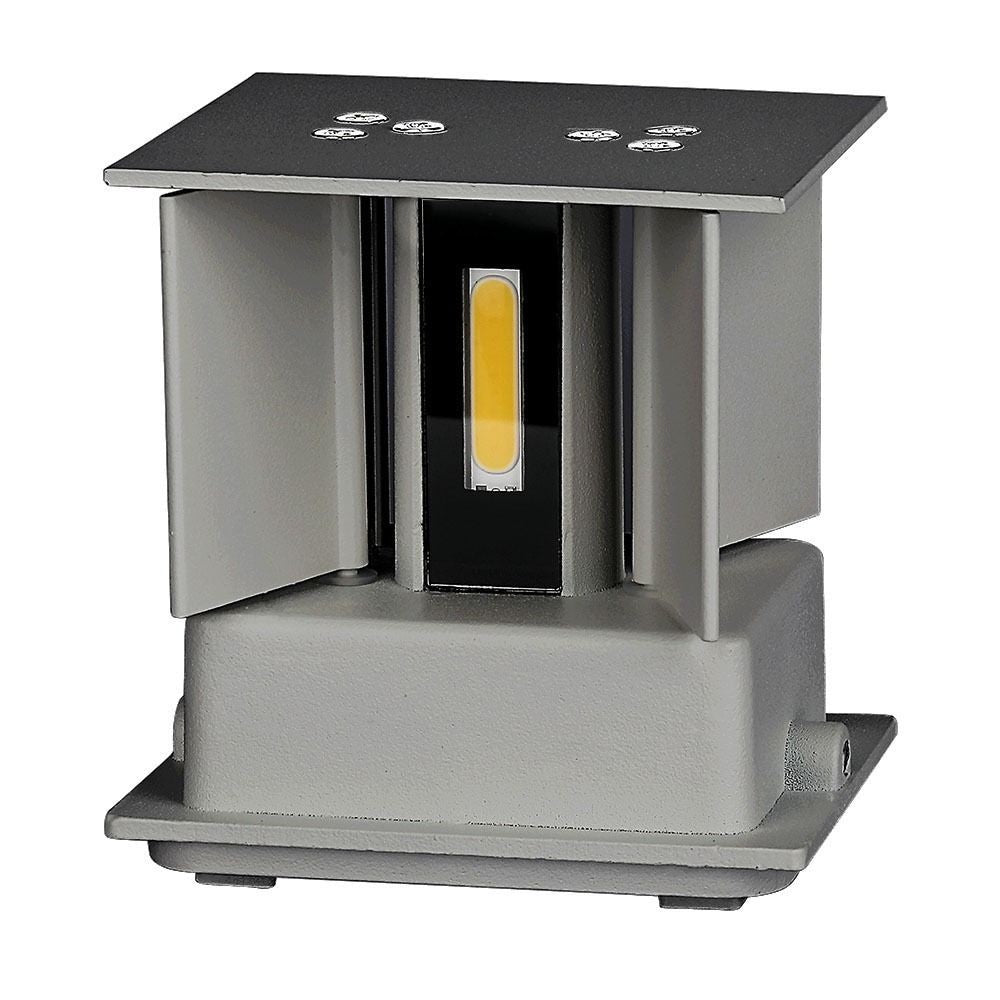 V-Tac 12W LED grå væglampe - Firkantet, justerbar spredning, IP65 udendørs, 230V inkl. lyskilde