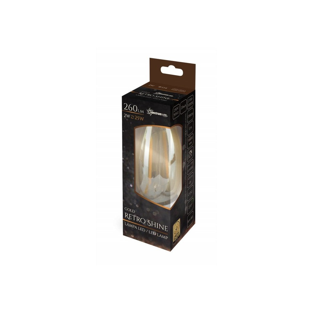 2W LED Kertepære - C35, ravfarvet glas, ekstra varm, E14, 260lm