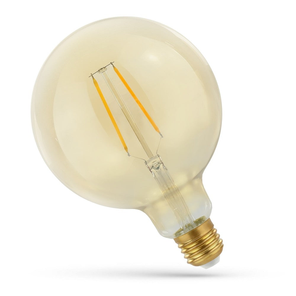 2W LED globepære - Kultråd, 12,5 cm, ravfarvet glas, ekstra varm, E27