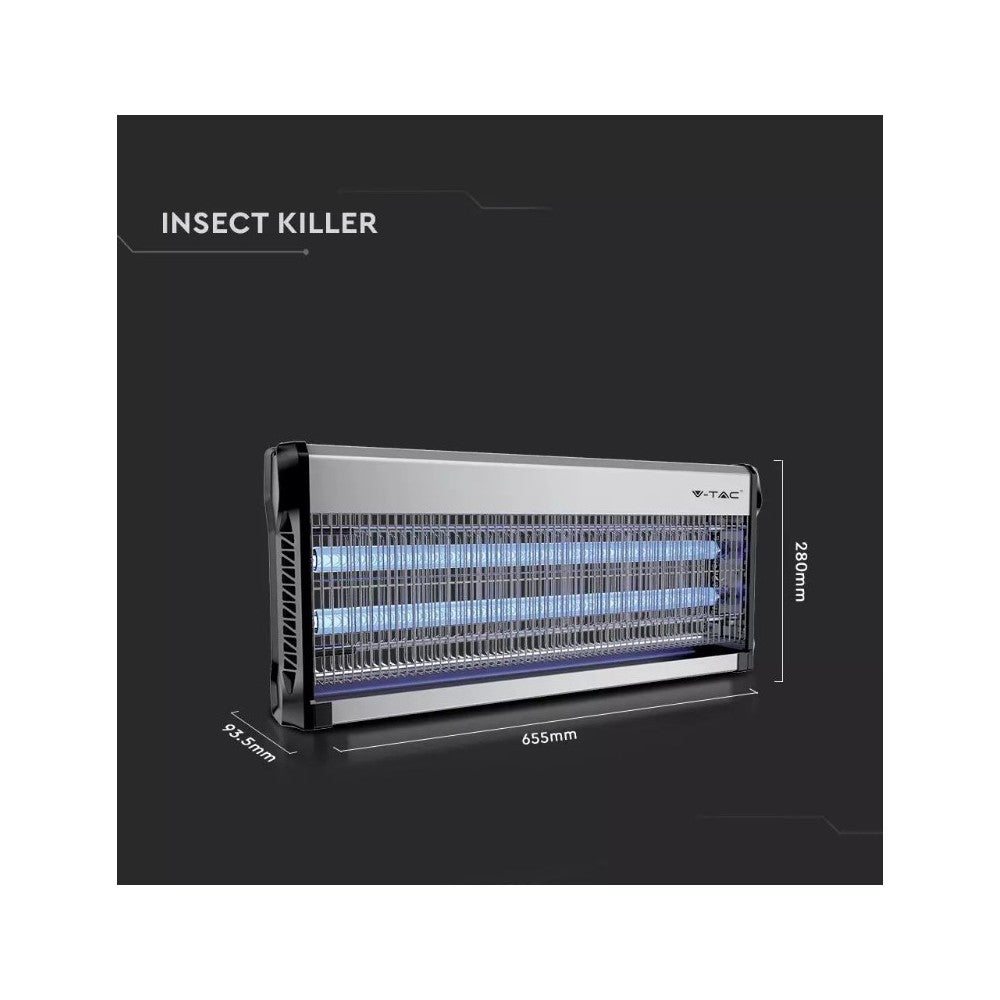 V-Tac insektlampe - 2x20W, indendørs, UV-lys, dækker 150m2
Effekt: 40W.
V-Tac insektfælde - 2x20W, indendørs, UV-lys, dækker 150m2