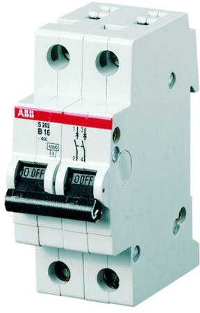 Automatsikring C 10A 2-polet C-karakteristik brydeevne 6kA 230/400V AC 35mm bred S202-C10