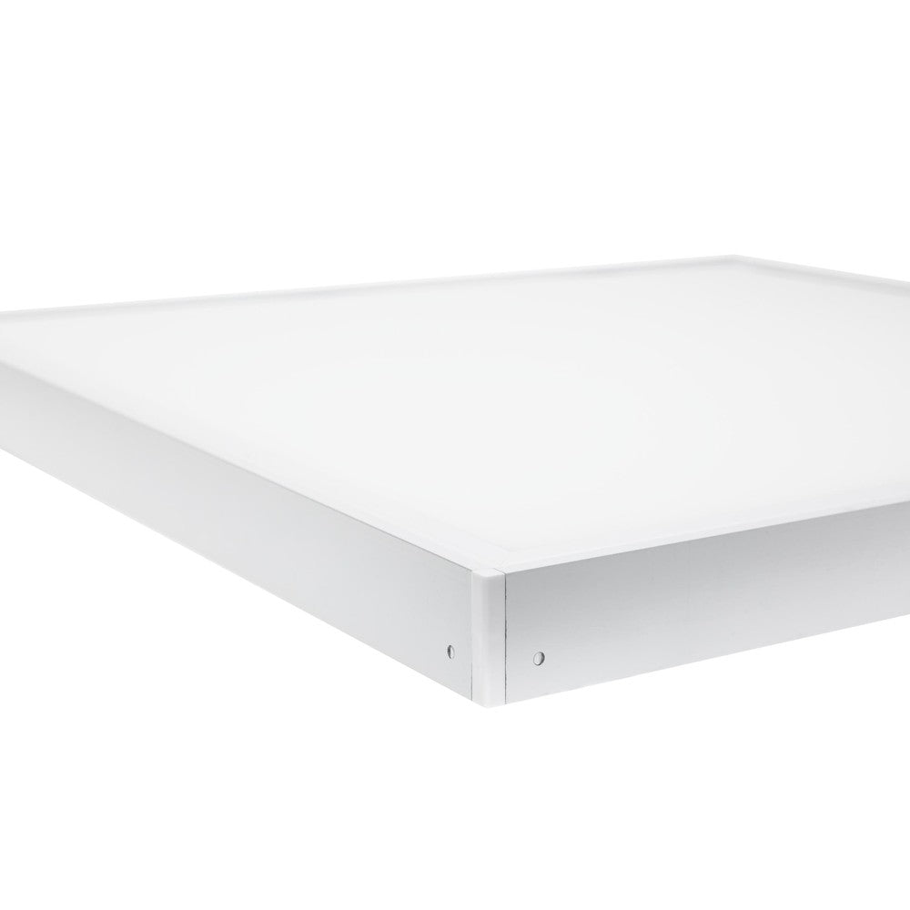 60x60 LED panelramme med hurtig samling, plastikhjørner, skruefri montering og hvid kant
