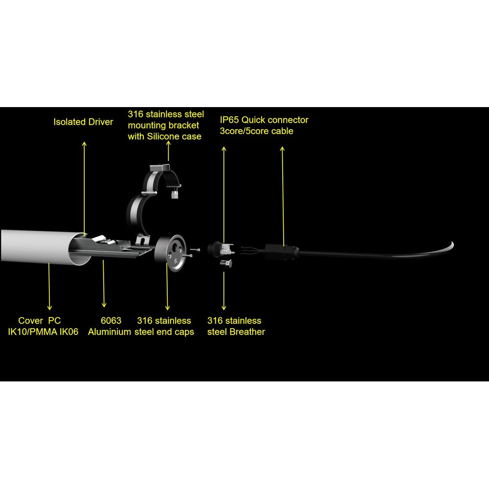 Dura69 21W LED armatur (60 cm), IP69, IK08, 150lm/W