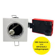 Daxtor Easy 2-Setup MR16 12V indbygningsspot IP21 – firkantet hvid, maks. 20W