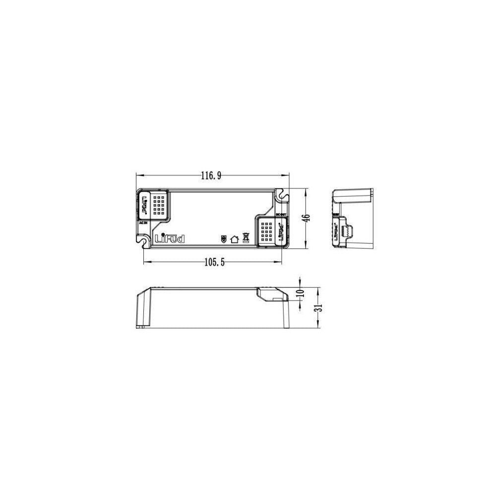 Lifud 20W Dæmpbar LED Driver - Triac Fasedæmpning, 400-550mA, 25-40V, Flickerfri