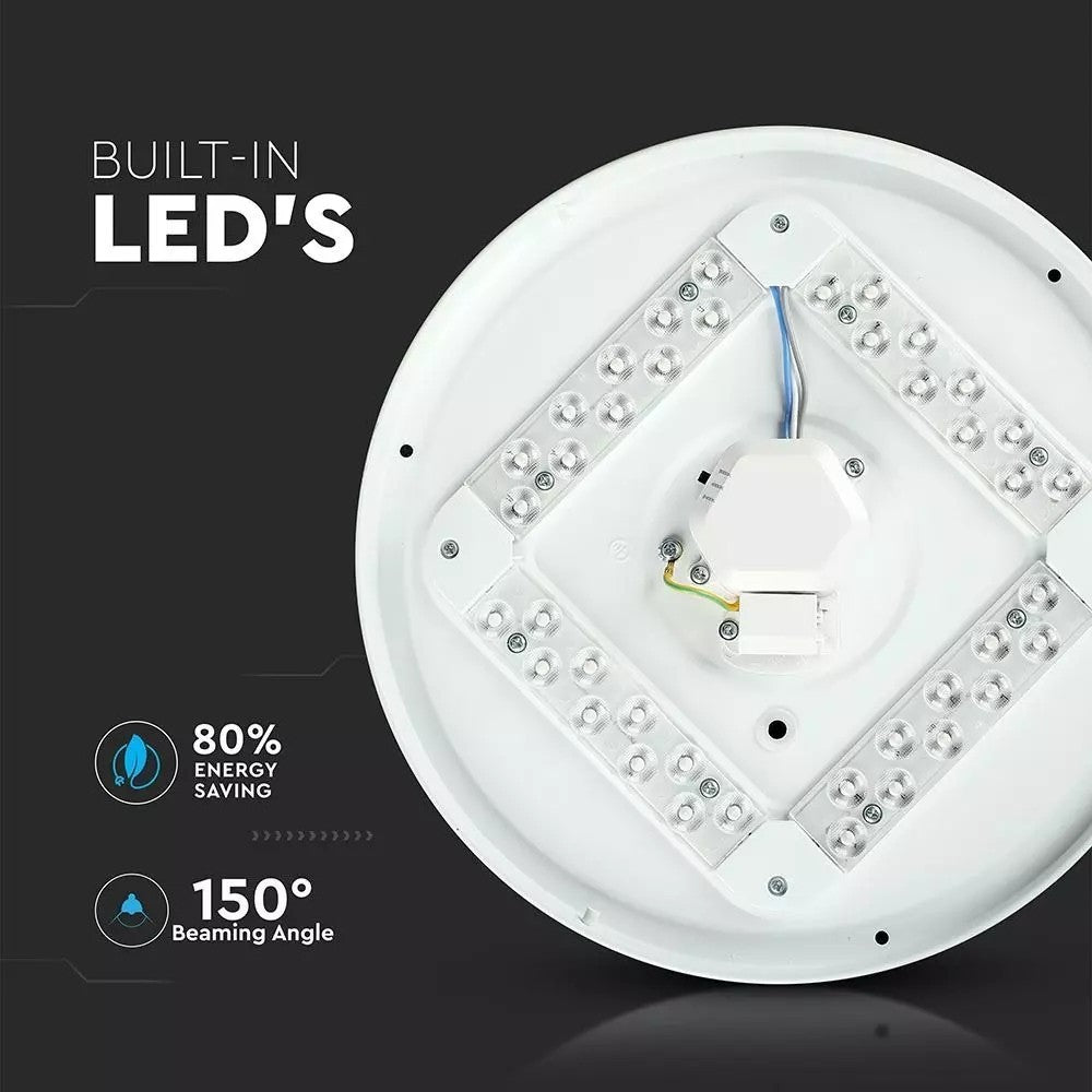 V-Tac rund 18W LED loftslampe - 3-i-1 lysfarve, Ø31cm, 230V, inkl. lyskilde og 1800lm