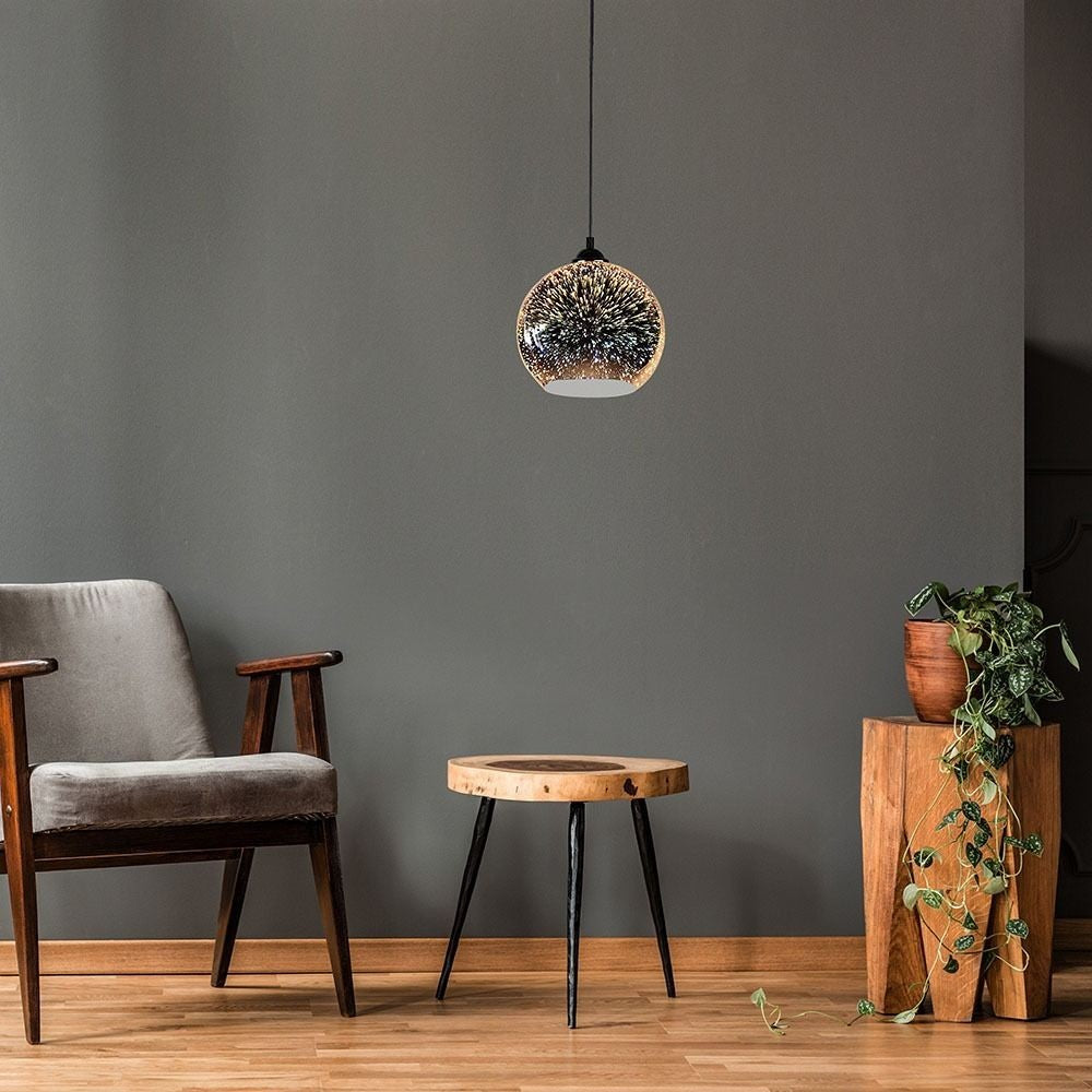 V-Tac 3D Glas Pendel lampe - Ø25 cm, E27 - 60W - 5 års garanti