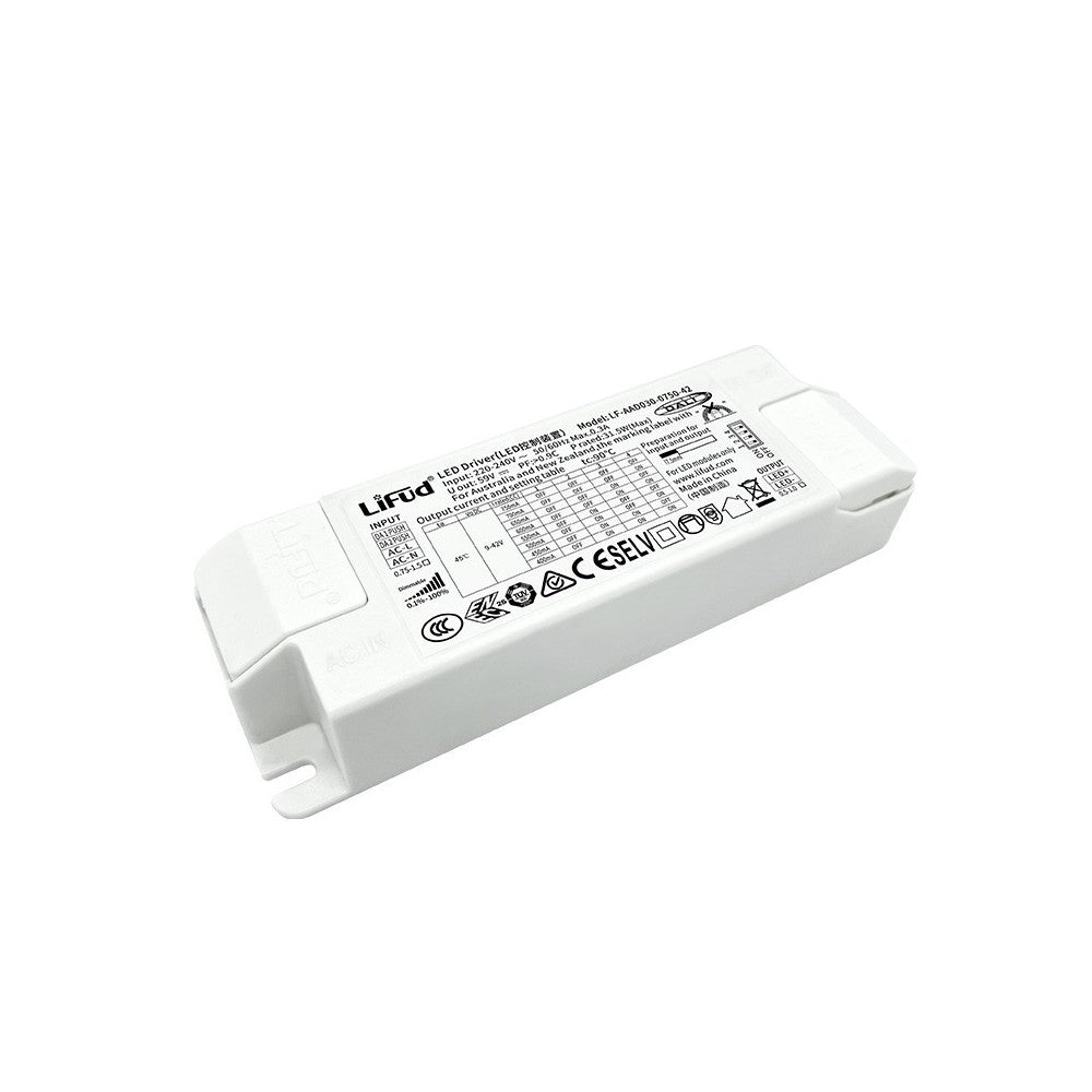Lifud 20W DALI dæmpbar LED driver - Push dæmp og DALI, flicker fri, 250-500mA, 9-42V, 5 års producentgaranti