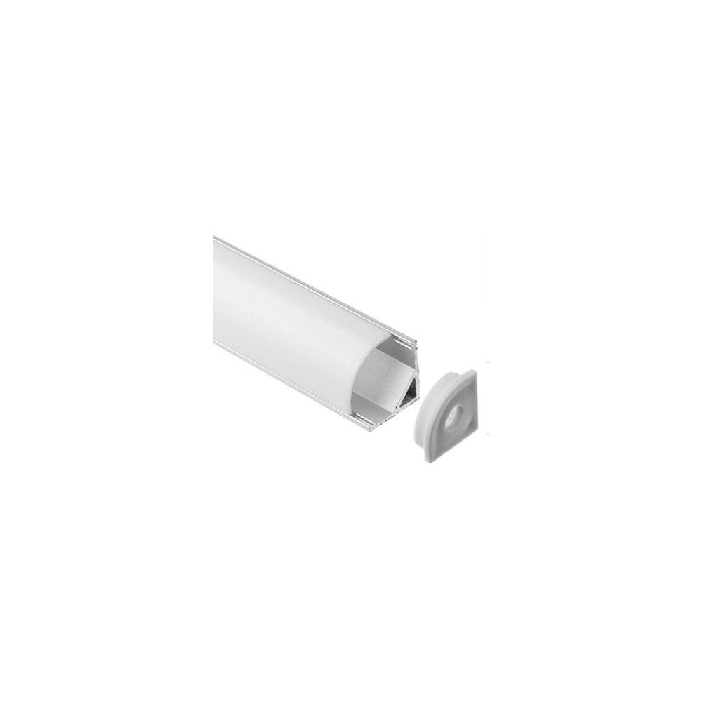 Alu hjørneprofil til LED strip - 1m, inkl. mælkehvidt cover, klips og endestykker