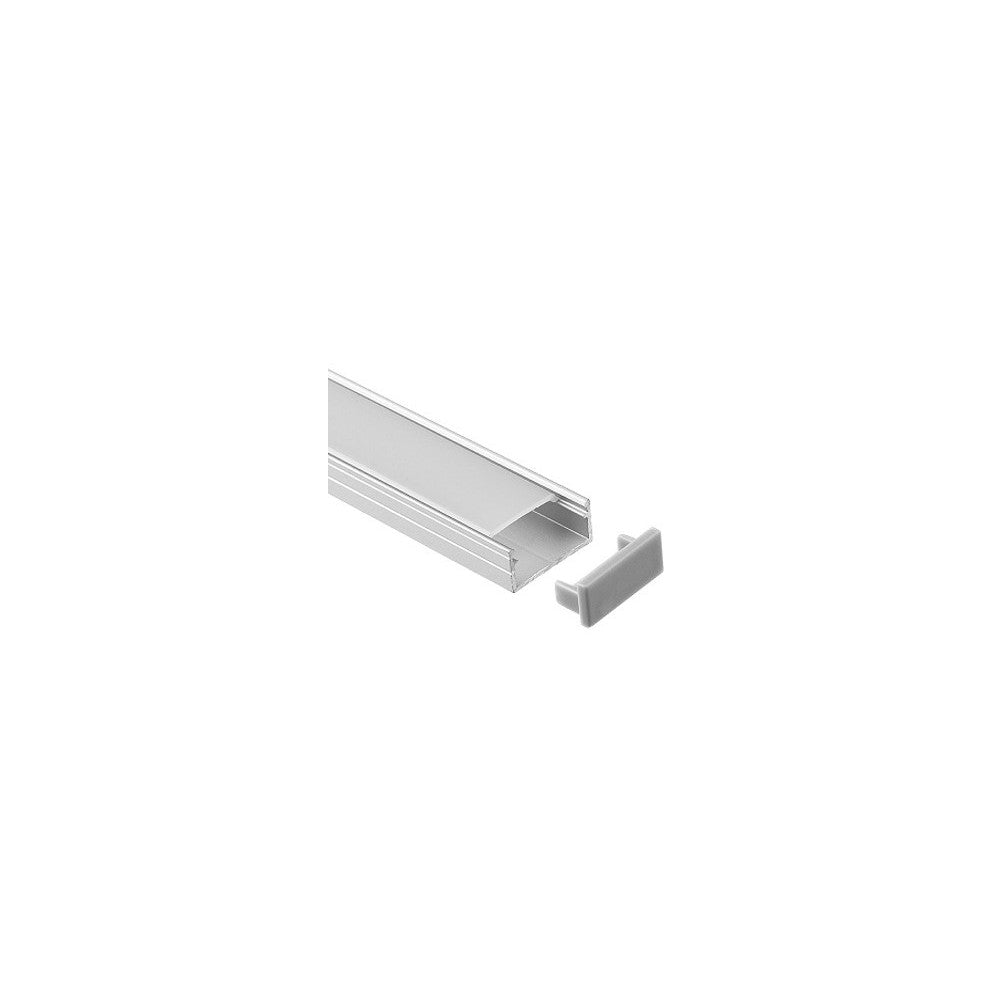 Aluprofil 18x8 med mælkehvidt cover, klips og endestykker - 1 meter inkl. IP65 og IP68 LED strip