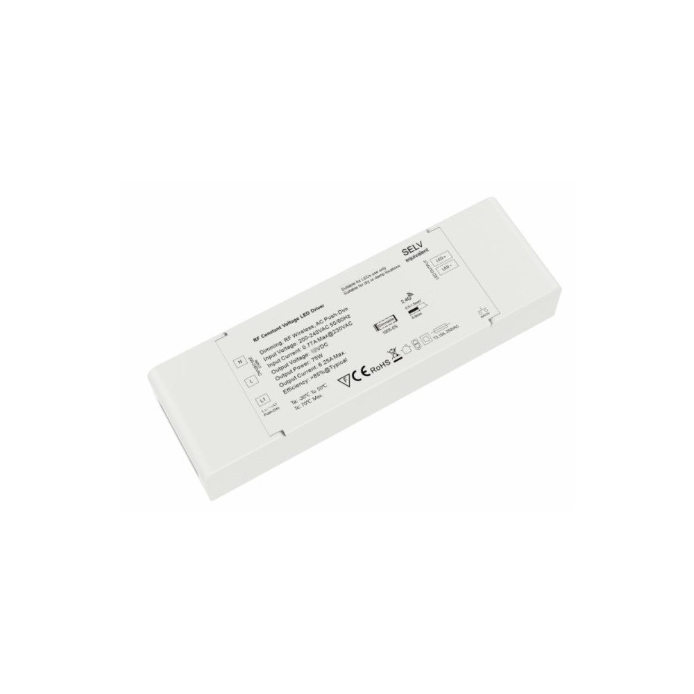 LEDlife rWave 75W dæmpbar strømforsyning - 24V DC, 3,125A, RF, push-dæmp