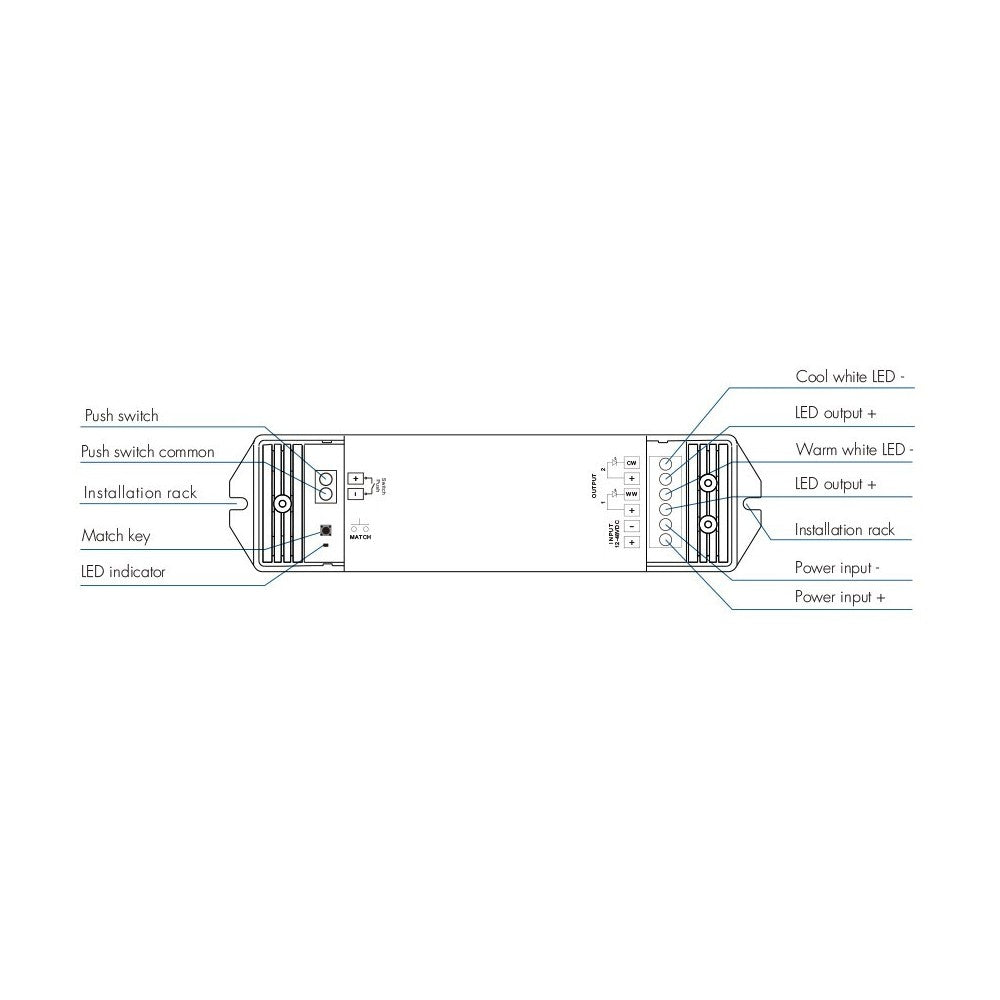LEDlife rWave CCT controller - Tryk-dæmpning, 12V (96W), 24V (192W), aflastning i begge ender
Input: 12V-24V