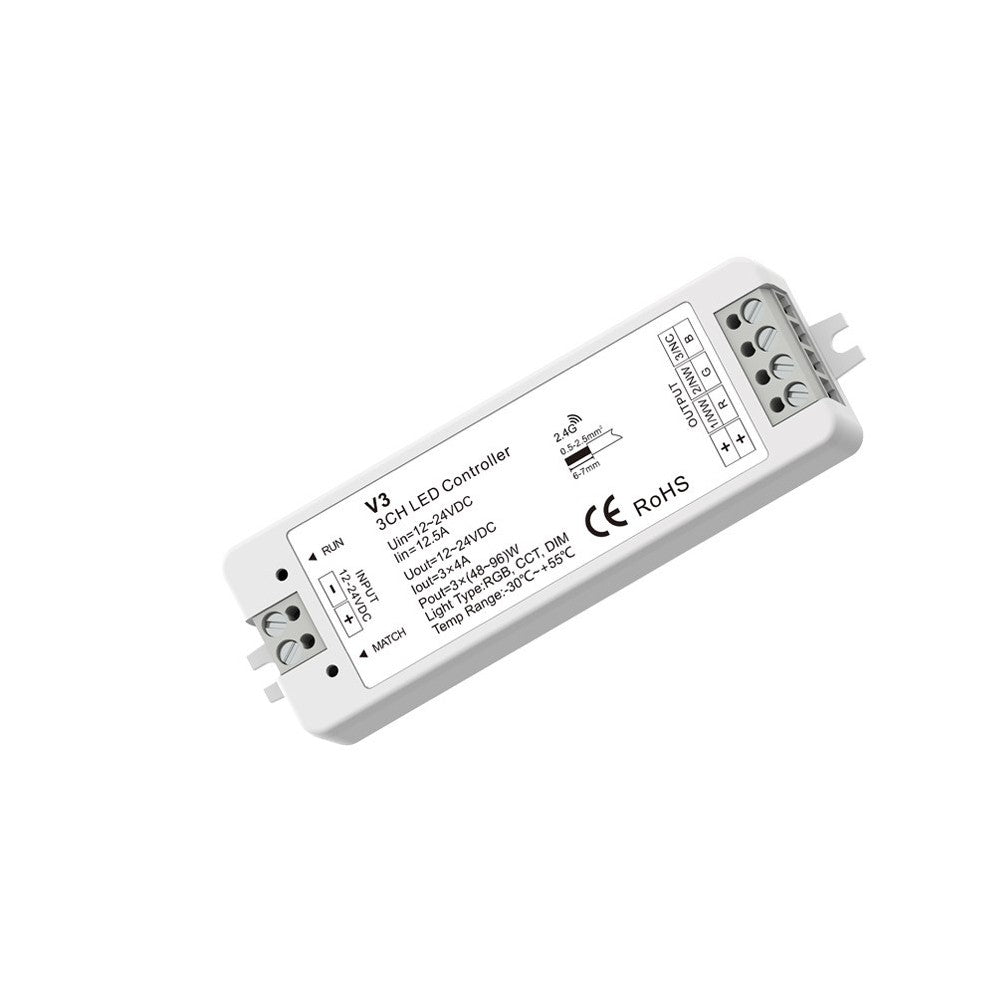 LEDlife rWave RGB-controller - 12V (144W), 24V (288W)
Indgang: 12V-24V