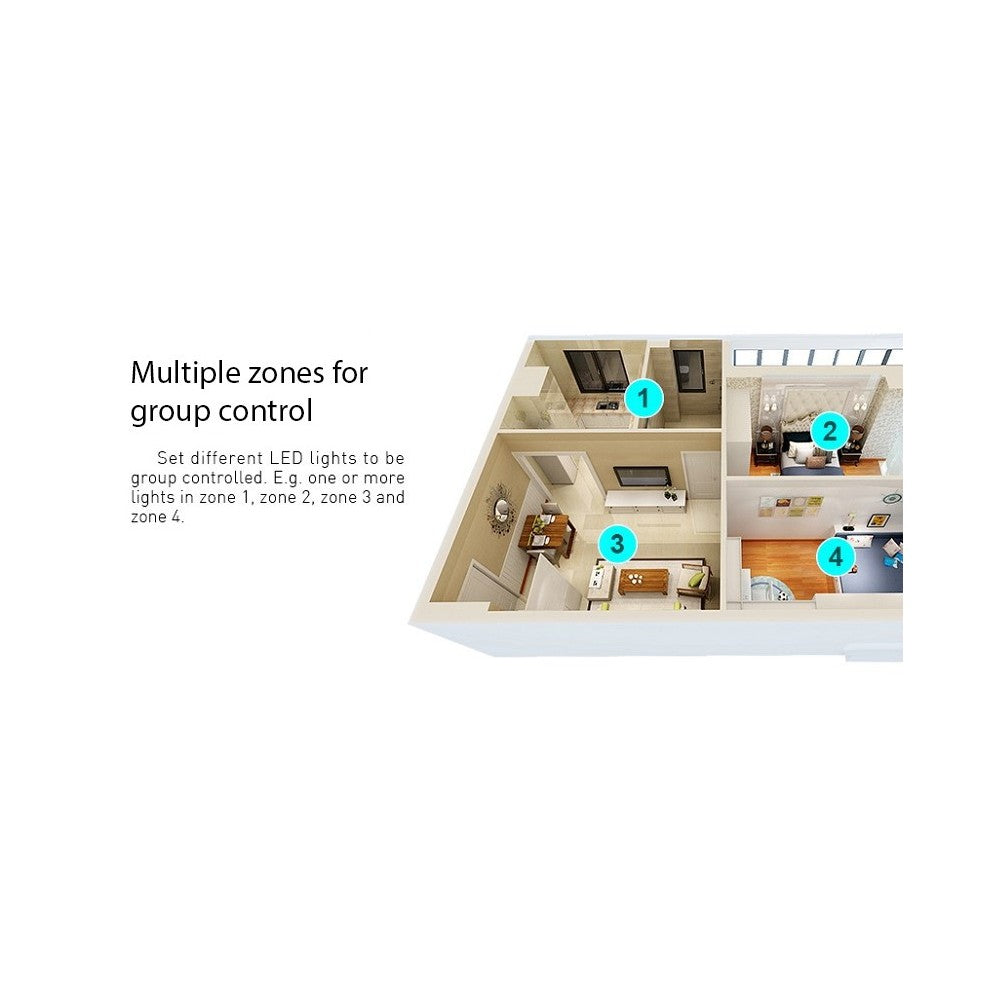 LEDlife rWave touch dæmper fjernbetjening - 4 zoner, batteri, inkl. holder