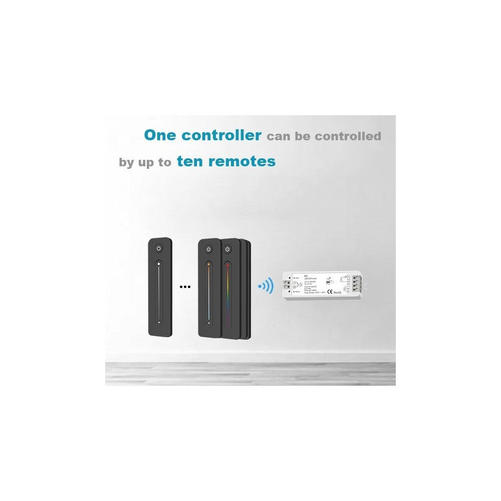 LEDlife rWave RGB+WW touch fjernbetjening - 1 zone, batteridrevet, inkl. holder