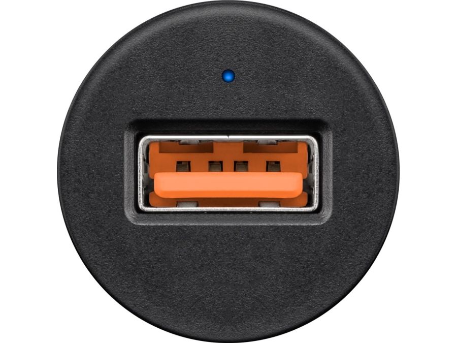 12/24V biladapter, 1 x USB A QC3.0, Sort (3A)