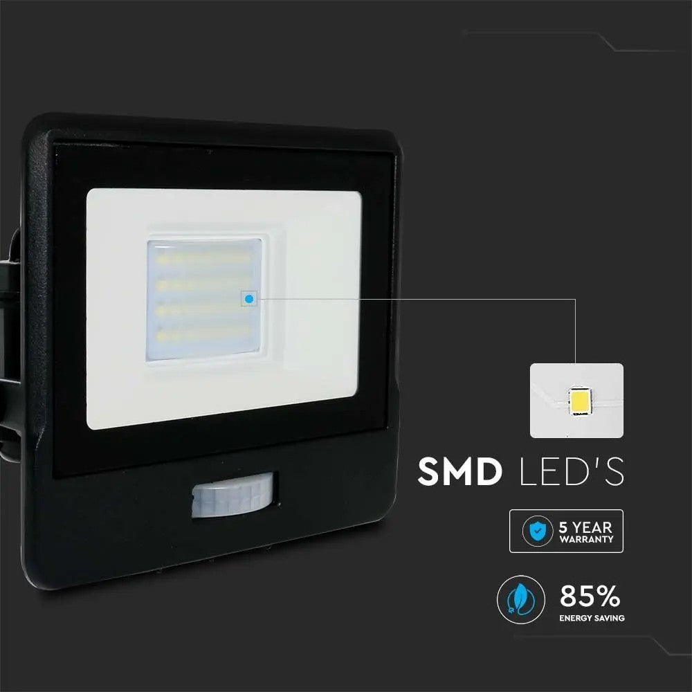 V-Tac 20W LED projektør med sensor - SMD, Samsung LED chip, 5 års producentgaranti