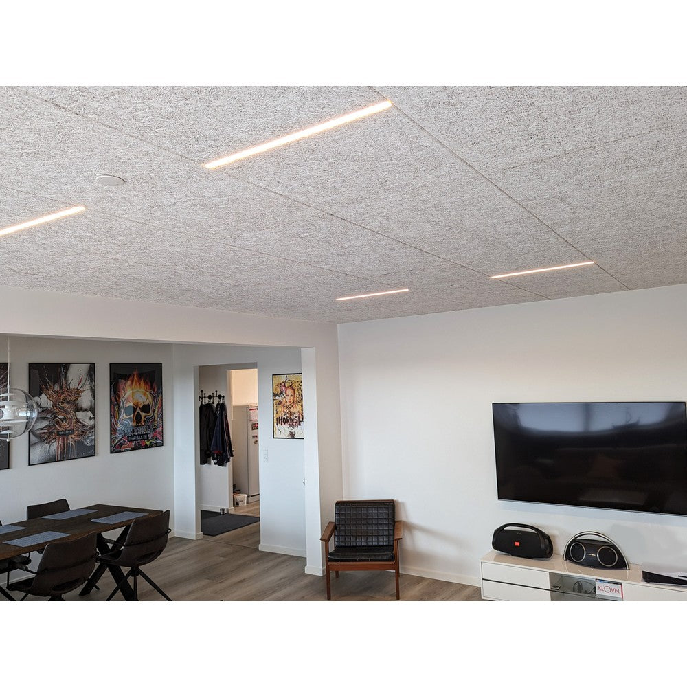 LED Troldtekt Skinne 60 cm, CCT - 19W, Akustilight, Planforsænket, 24V, 1950lm, RA93, 5 års producentgaranti